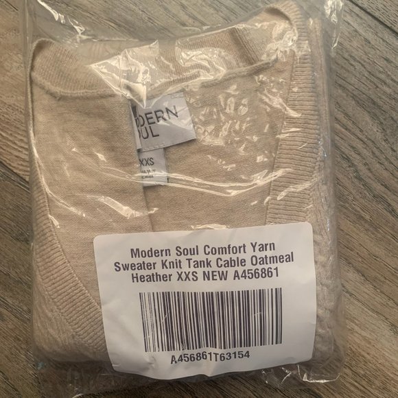 NWT MODERN SOUL COMFORT YARN CABLE KNIT SWEATER TANK OATMEAL HEATHER XXS - Picture 11 of 13